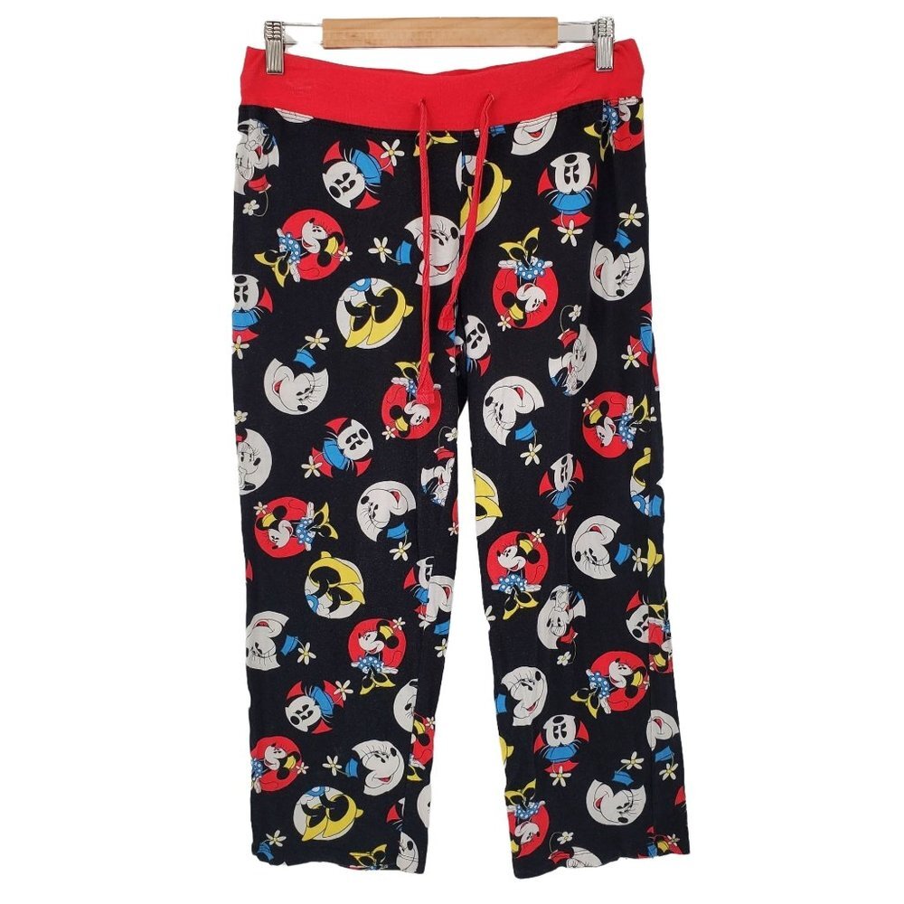 Disney Girls Mickey Mouse Pajama Pants Size M Elastic Waist Sleep Stretch Soft‎